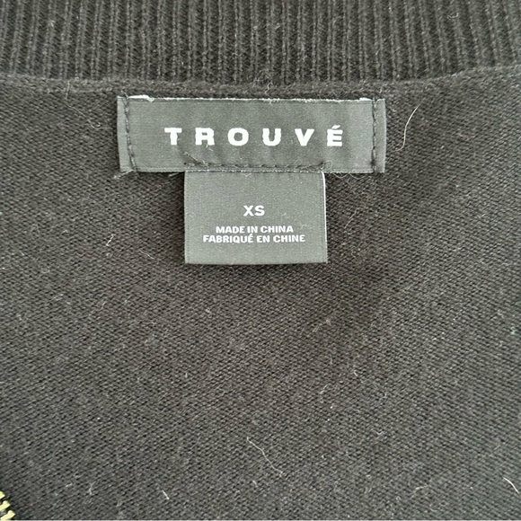 Trouve V-Neck Zip cashmere Blend Oversize Long Sweater XS Black - Picture 2 of 8